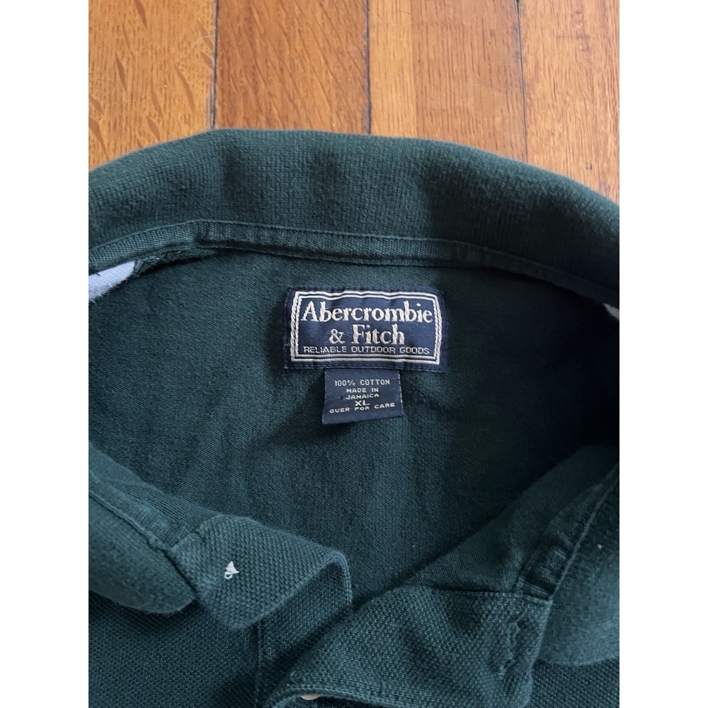 Vintage Abercrombie Fitch Polo Mens XL Green Muscle Cotton Shirt Preppy Y2K - Picture 2 of 7